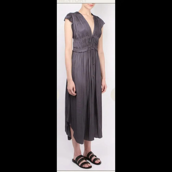 Ulla Johnson Kaiya Pleated Midi Dress in Gray - Picture 1 of 9